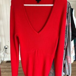 torrid Red Ribbed V-Neck Sweater